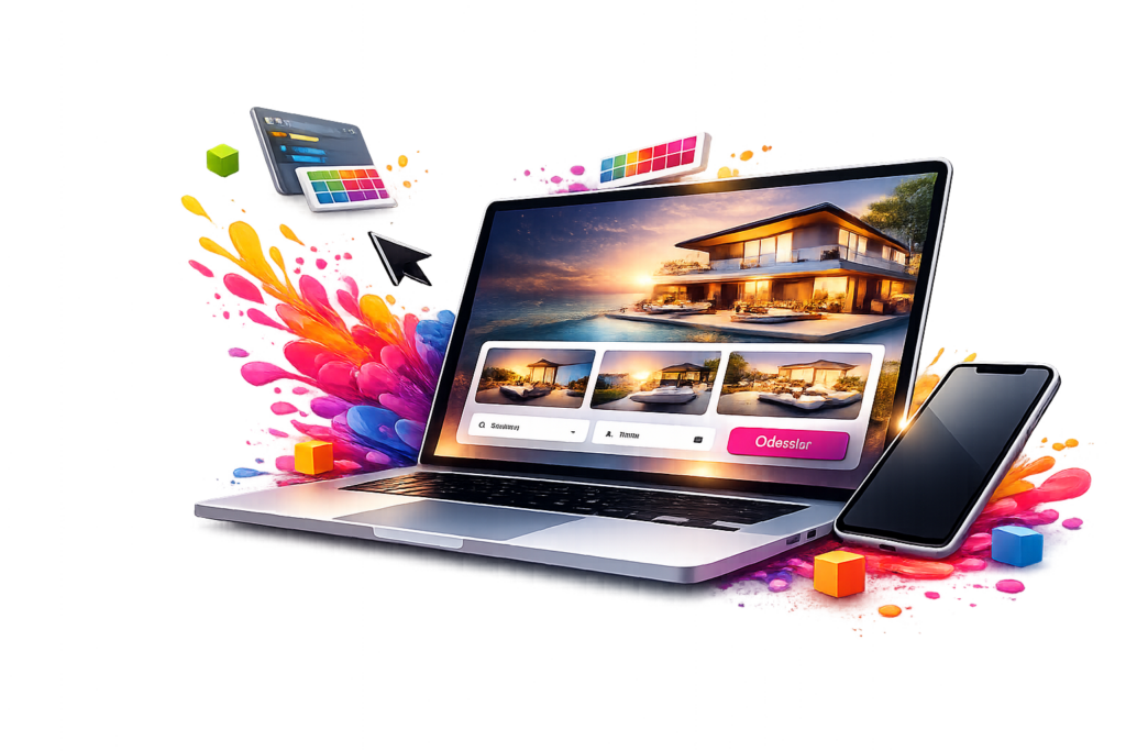 Website SODEW 4 Modern tech with vibrant paint splashes
